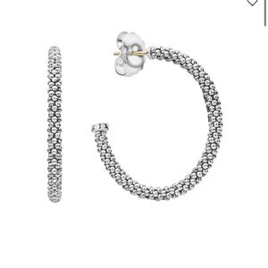 Lagos caviar sterling silver hoop earrings